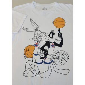 Space Jam Men's Size M White 100% Cotton Bugs Bunny Daffy Duck T-Shirt Pre-Owned